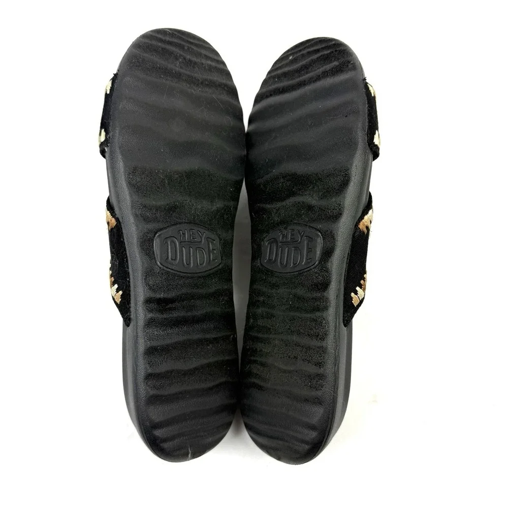 Hey Dude Christi Slides 10 Black‎ Embroidered Womens Slip On Shoes